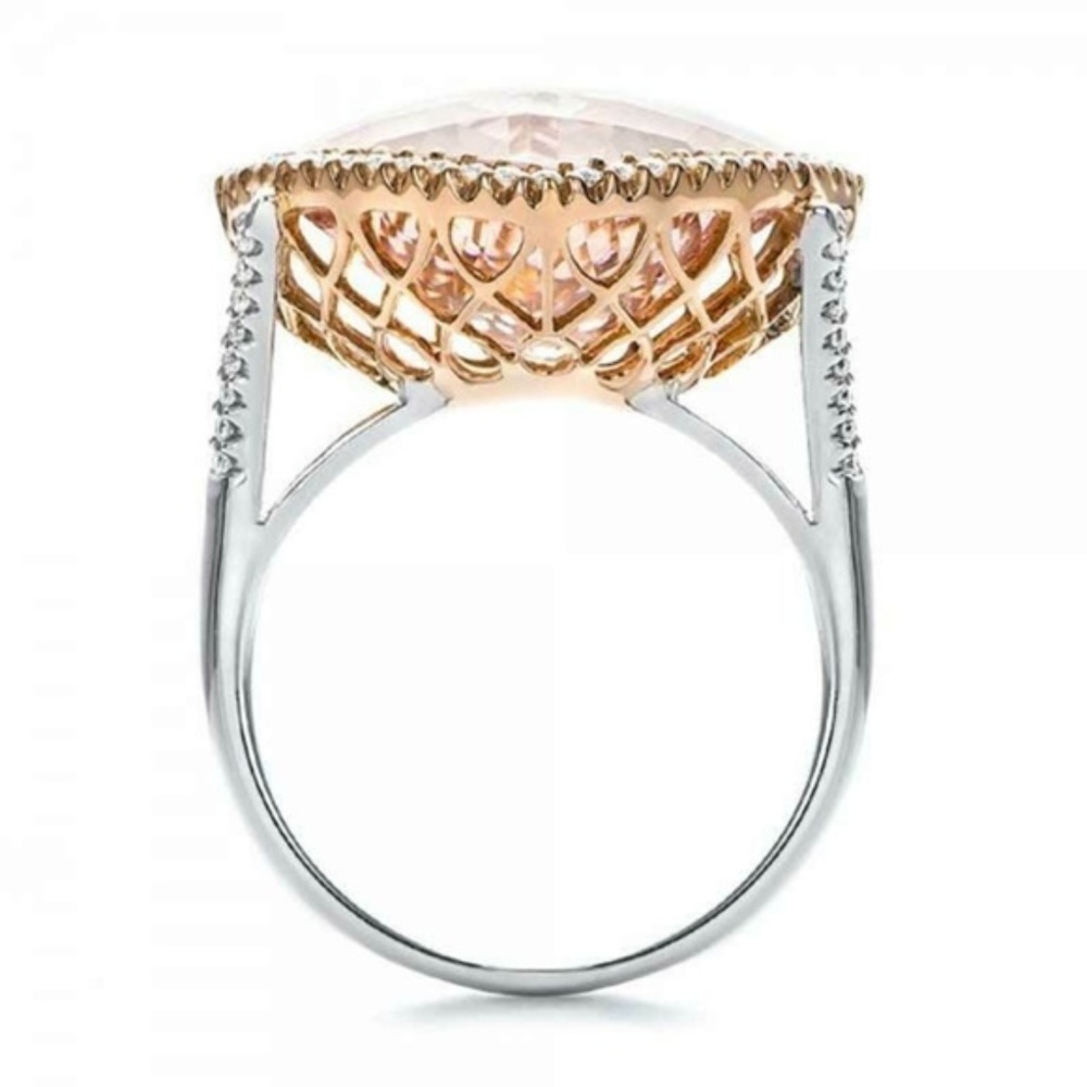 Elegant 925 Silver Rings Champagne Topaz Ring New - Picture 3 of 5